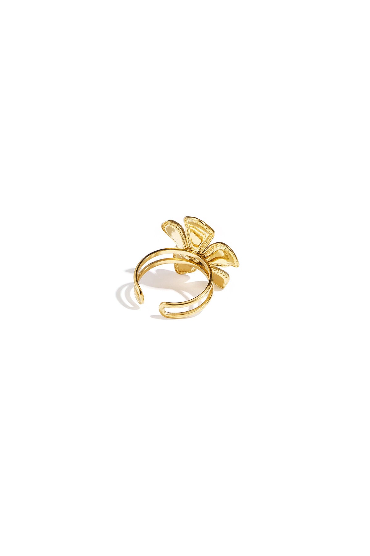 Stainless steel flower statement ring