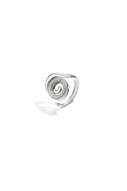 Spiral shell statement ring with stones