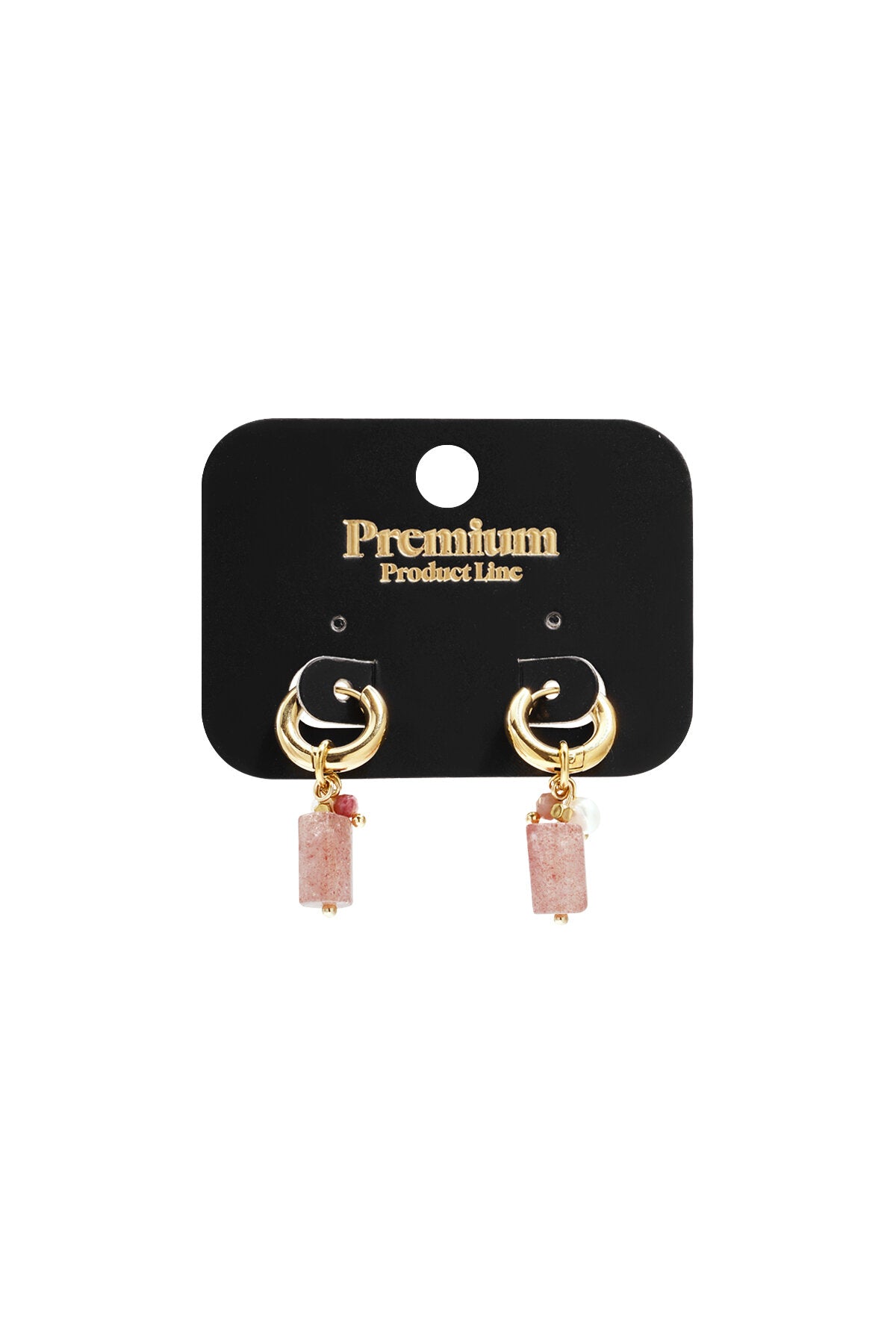 Small hoop earrings with pearl, bead and stone pendants