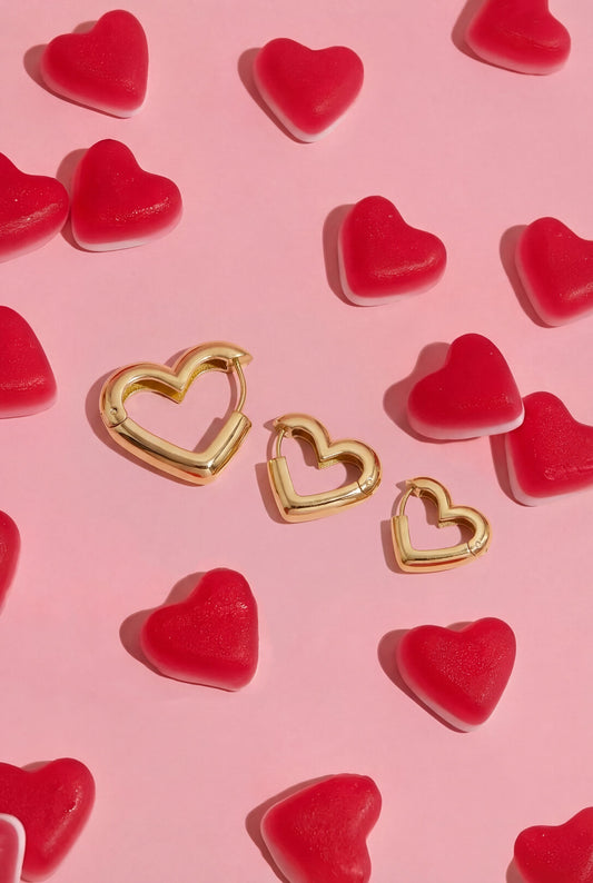 Heart-Shaped Hoop Earrings in Three Sizes