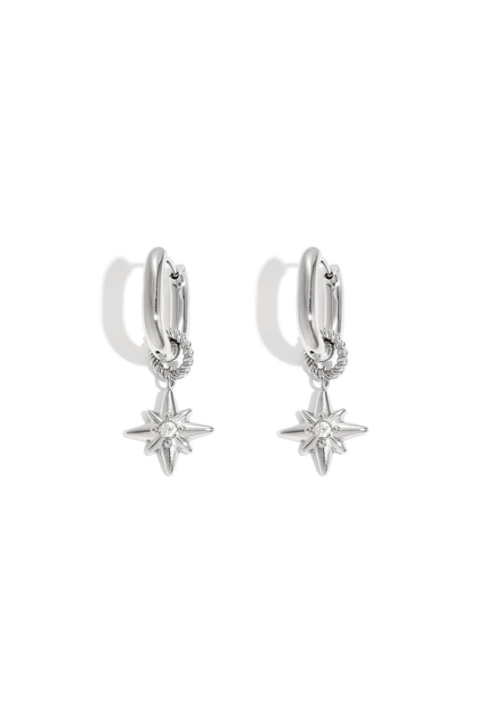 Earrings with shooting star on small hoop