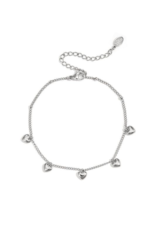 Bracelet with small dangling hearts