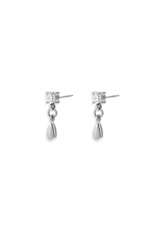 Stud earrings with dangling drop